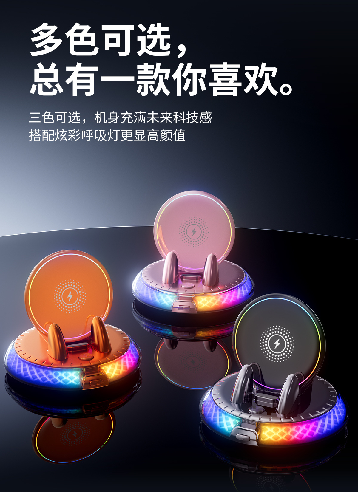 New Car-Mounted Wireless Charging Phone Holder with Ambient Light, Car Dashboard Navigation Holder with Automatic Clamping and Fast Charging