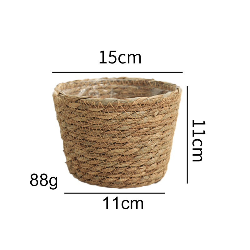 Transfronterizos de paja trenzada canasta de flores maceta trenzada canasta decoración sala de estar de caña trenzada canasta de almacenamiento de plantas verdes con maceta florista canasta de flores