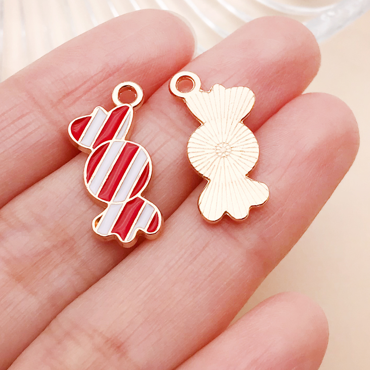 14018-J-红白色滴油锌合金万圣节糖果8x21-1.2g