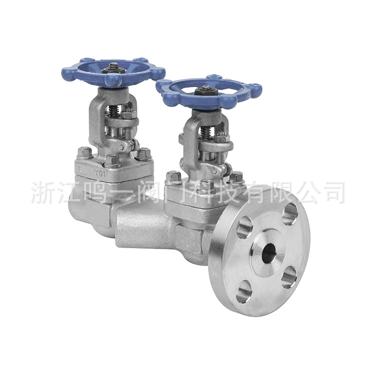 不锈钢双联闸阀整体锻造一体式三通反吹风双联闸阀硬密封法兰闸阀