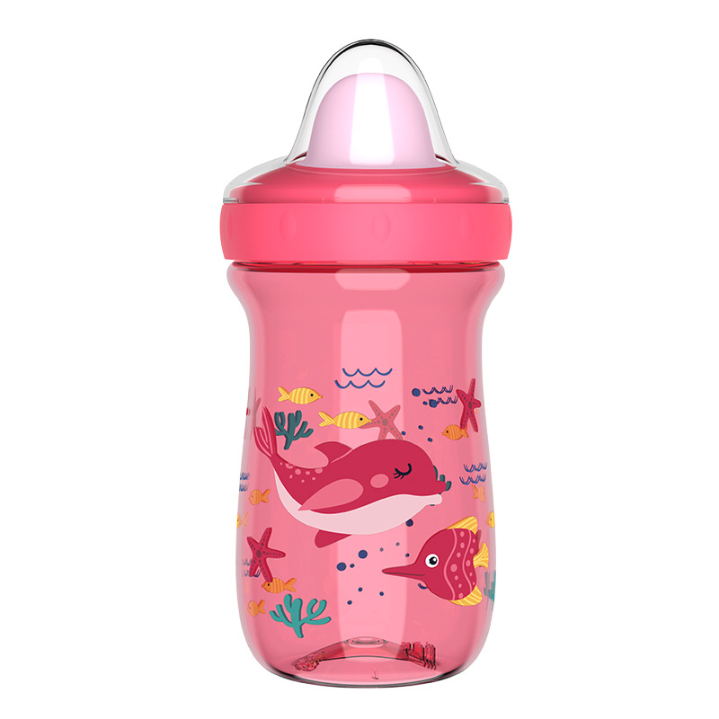 Caricatura de gran capacidad bebés tazas de agua de boca de pato bebés agua potable portátil anticaídas tazas de aprendizaje de bebés cubiertos de entrenamiento