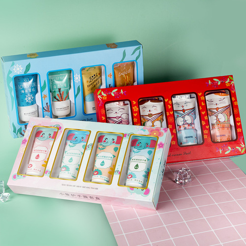 Set of four hand creams, autumn and winter hydrating, moisturizing, anti-drying, hand care, rejuvenating hand cream gift box