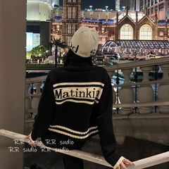 新品！ 针织开衫短款拉链毛衣外套女感长袖上衣黑色