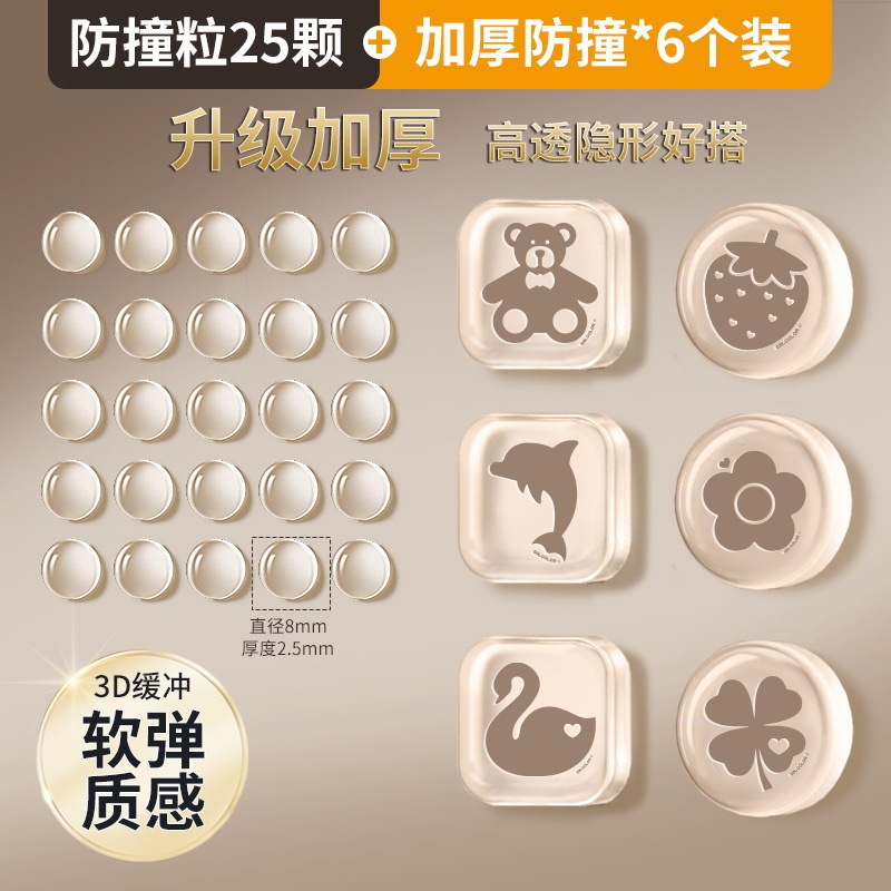 门把手防撞贴硅胶静音垫冰箱门贴门挡条防碰撞柜门后颗粒墙贴|undefined