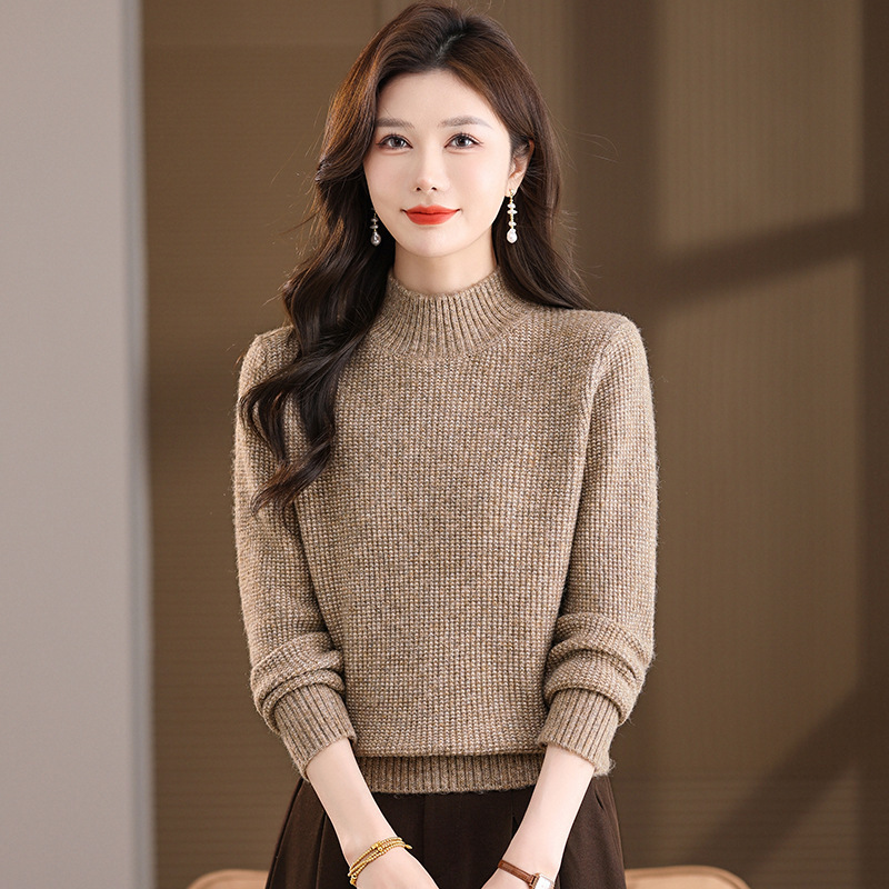 半高领红毛衣女本命年洋气中青年妈妈冬季内搭针织衫2025新款女装，女装针织衫/毛衣，妃慕昵服饰