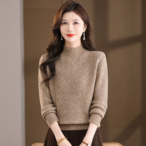 半高领红毛衣女本命年洋气中青年妈妈冬季内搭针织衫2025新款女装，女装针织衫/毛衣，妃慕昵服饰