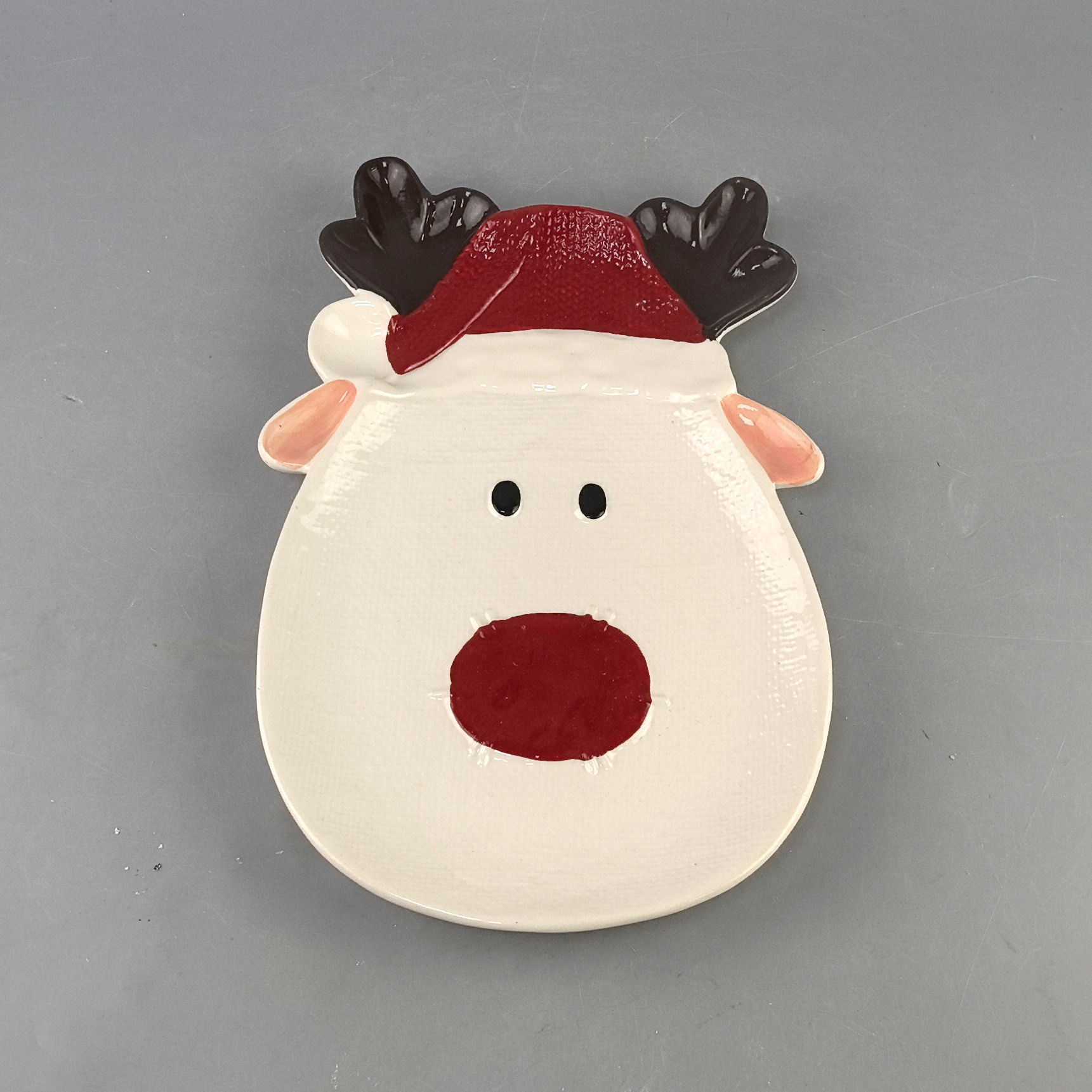 Navidad atmósfera de dibujos animados de alces estilo de platos festivos encantadores platos de bocadillos decoración de platos de postre de cerámica