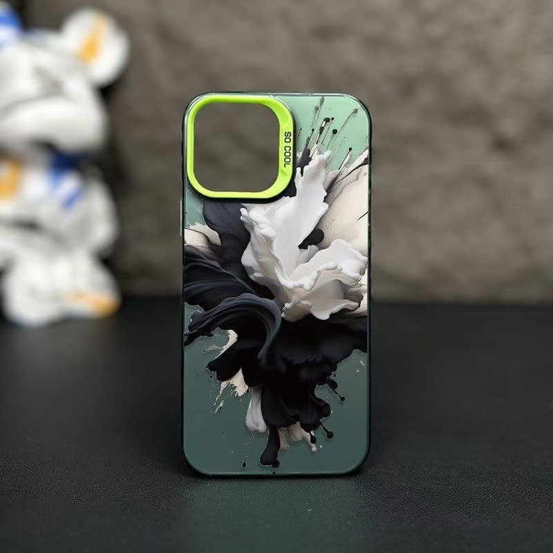 Tinta en blanco y negro para iPhone 16 funda para teléfono móvil 11 Apple 15promax/14 anti-caída 13pro estilo europeo y americano 12