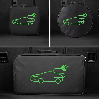 Car storage bag/box: waterproof car charging cable storage