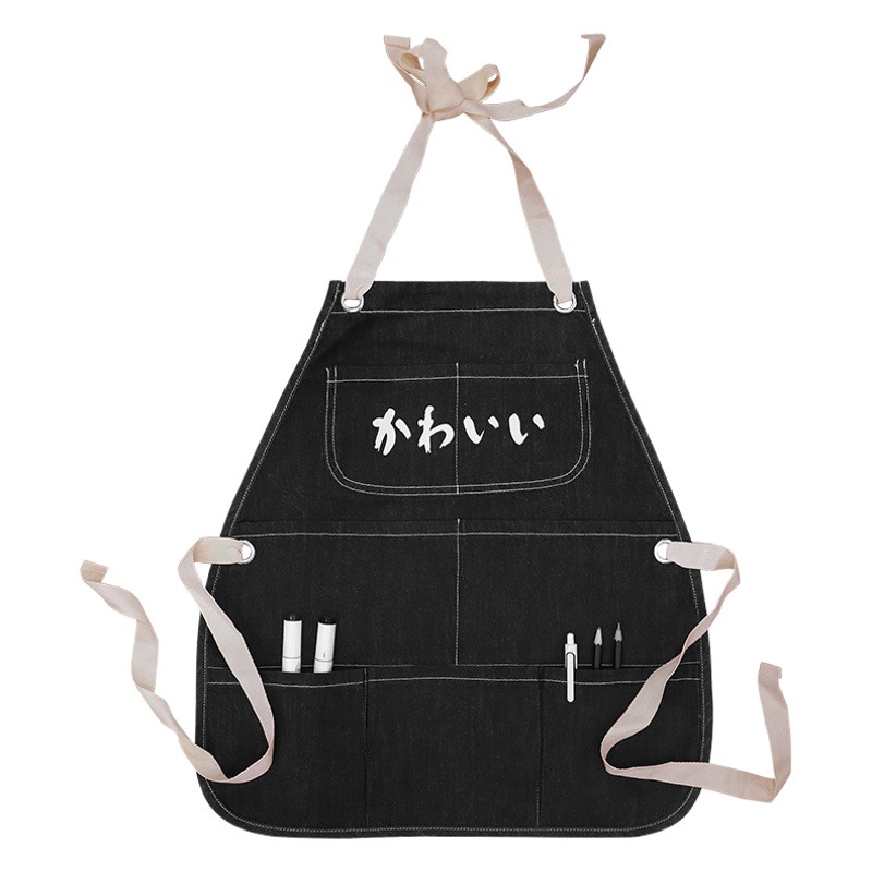 Delantal infantil de algodón Amazon con logotipo personalizado, pintura, caligrafía, delantal vaquero sin mangas para niños, personalización al por mayor