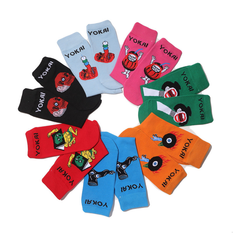 Male Japanese Monster Animation Socks Female Cotton Monster Story Sock Cartoon Personality Trend Boat Socks-5Prs 29 Undefined