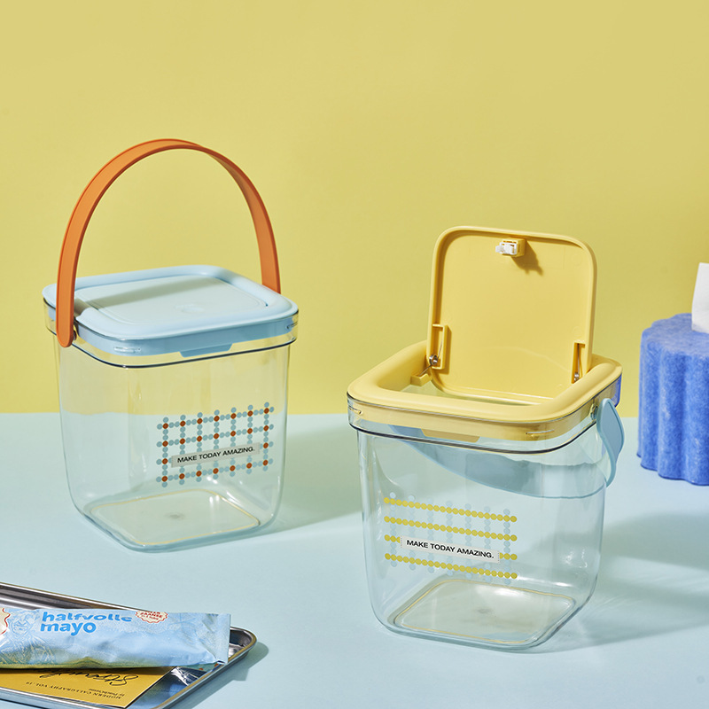 Dopamine Desktop Trash Can with Handle, Storage Basket, Press-Type Automatic Pop-Up Trash Bin, High Aesthetic Mini Trash Can Dopamine Desktop Trash Can with Handle, Storage Basket, Press-Type Automatic Pop-Up Trash Bin, High Aesthetic Mini Trash Can