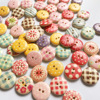 Wholesale 15mm spots Painted wood buttons Two -eye bread 100 capsules/bag