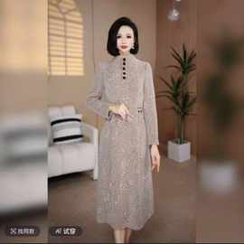 一件代发时尚减龄加厚保暖礼服裙子女秋冬新款妈妈连衣裙2025新款
