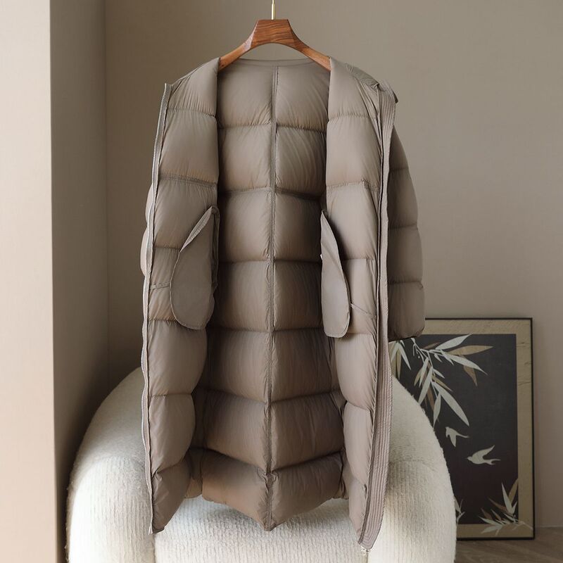 少量服饰海宁90%鸭绒羽绒服2025秋冬季新款女士过膝长款防寒外套|undefined