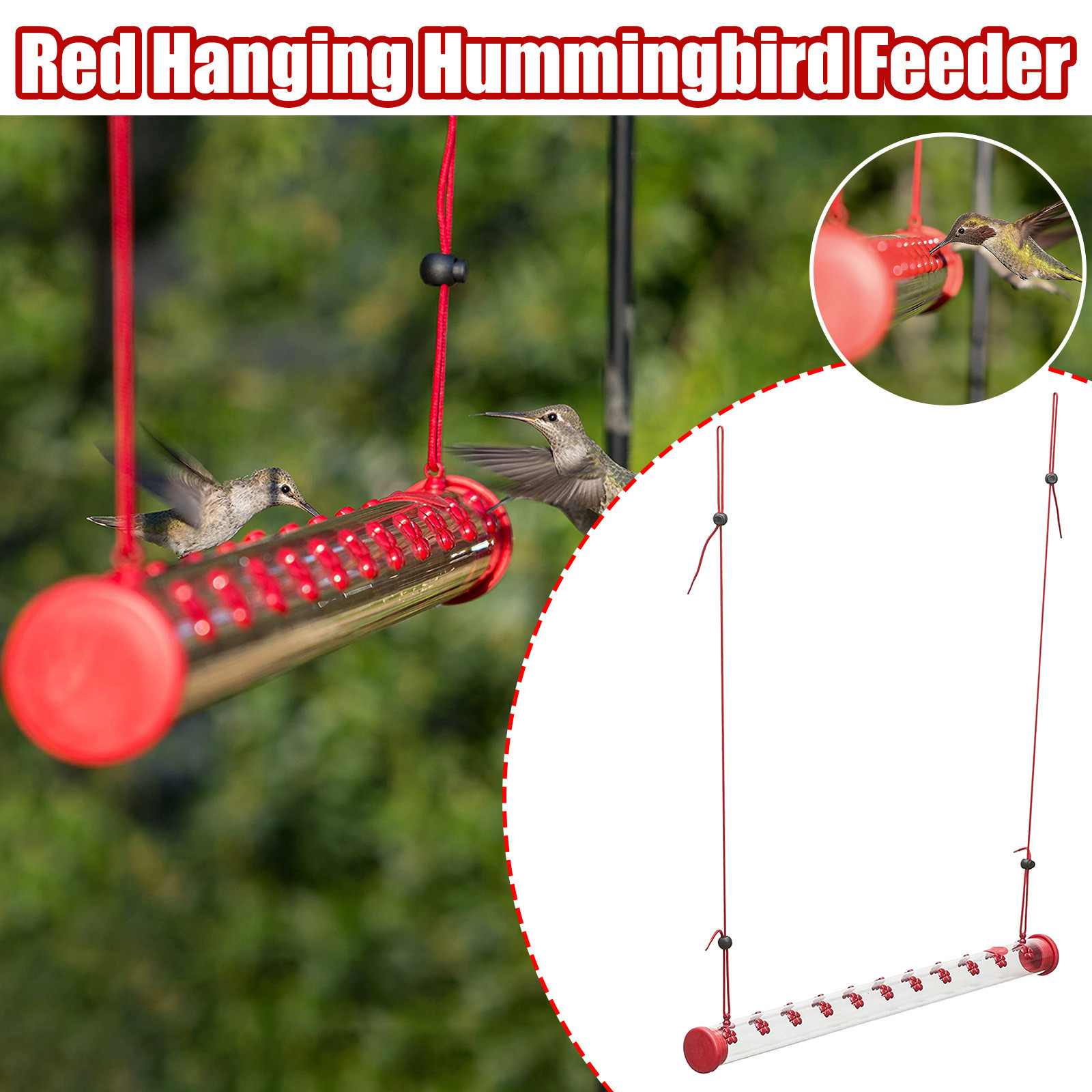 Hummingbird Feeder hanging long tube clear bird feeder flower hummingbird feeder
