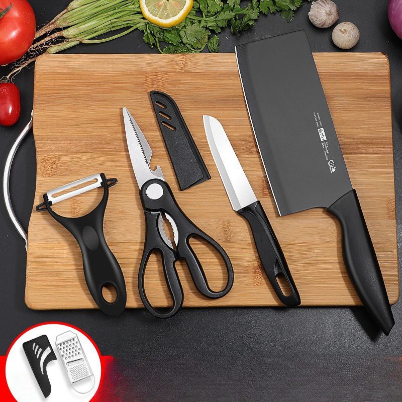 Kit de cuchillos de cocina combinación de cuchillos de cocina domésticos cuchillos de cocina tablero de cocina 2 en 1 tablero de corte cuchillos de cocina tablero de cocina un conjunto de acero inoxidable