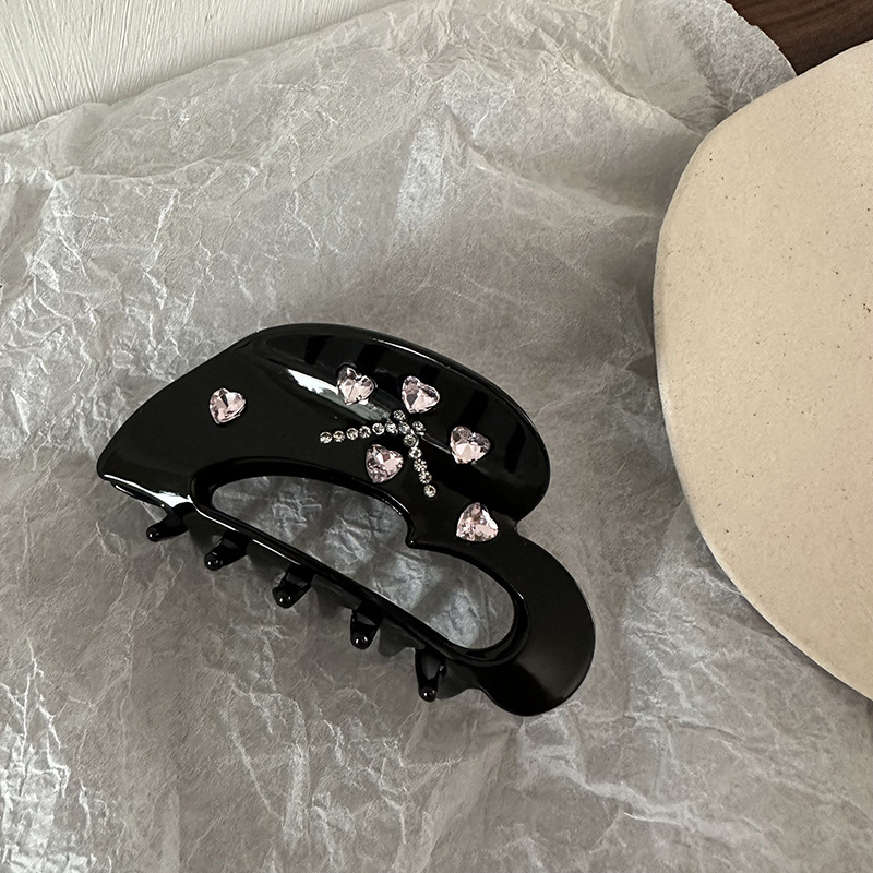 Niche Sød Cool Powder Diamant Kærlighed Grib Clip Haj Clip Diamant Carving Hår Grib Baghovedet Dame Clip Hårnåle Hårtilbehør_voghion.com