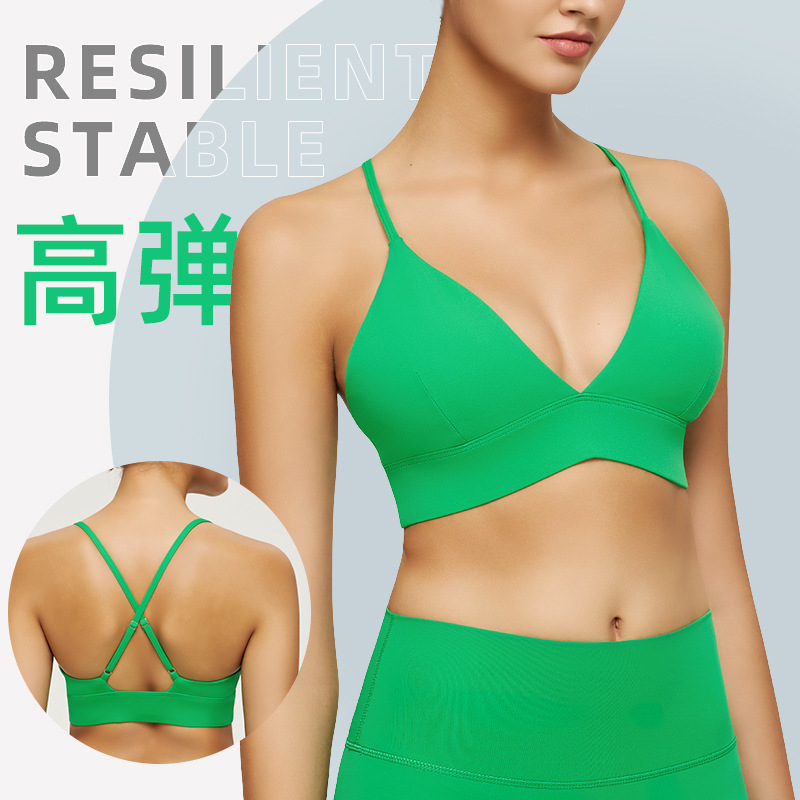 European and American high elastic sports underwear shockproof yoga vest sling nude running fitness top sexy beauty back bra