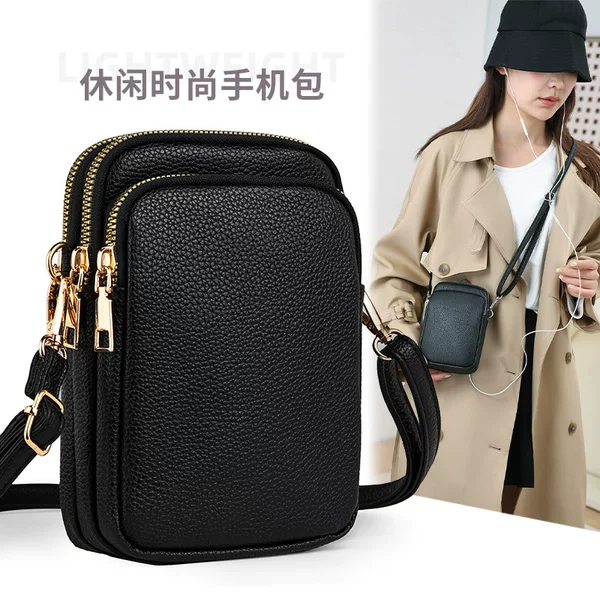 Foreign Trade Soft Leather Mobile Phone Coin Purse for Women 2026 New Model Mobile Phone Bag High-End Mobile Phone Pouch Single Shoulder Crossbody Bag for Women Pu