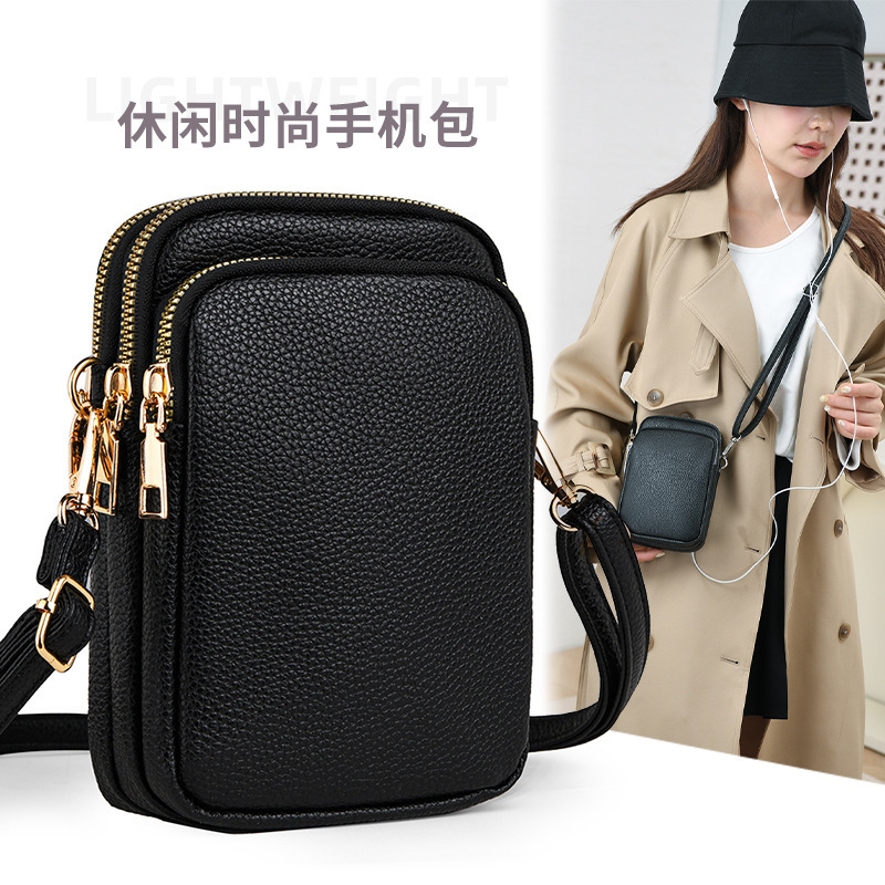 Foreign Trade Soft Leather Mobile Phone Coin Purse for Women 2026 New Model Mobile Phone Bag High-End Mobile Phone Pouch Single Shoulder Crossbody Bag for Women Pu