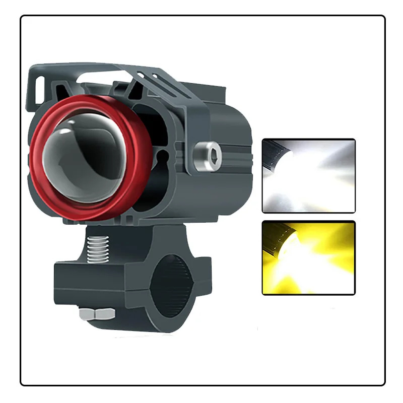 Motorcycle Spotlight Headlight Led Dual-Color Mini Spotlight, Integrated High and Low Beam, Waterproof, Super Bright, 12-80V
