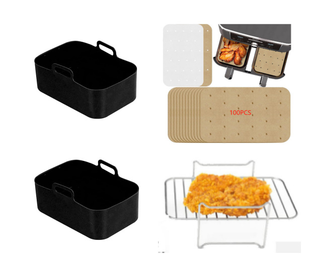 Rectangular de doble olla de silicona sartén freidora de aire accesorios DZ201 silicona para hornear olla de silicona