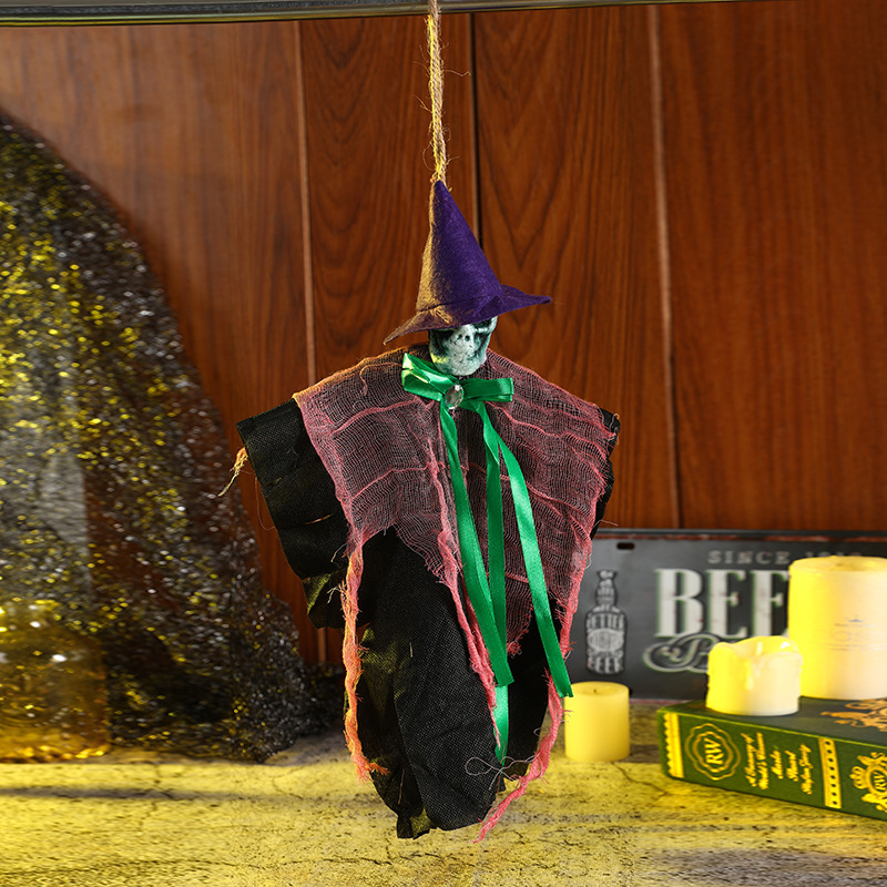 Halloween Little Hanging Ghost Cross-border venta caliente hilo de red calavera casa embrujada decoración del lugar accesorios horror Hanging Ghost