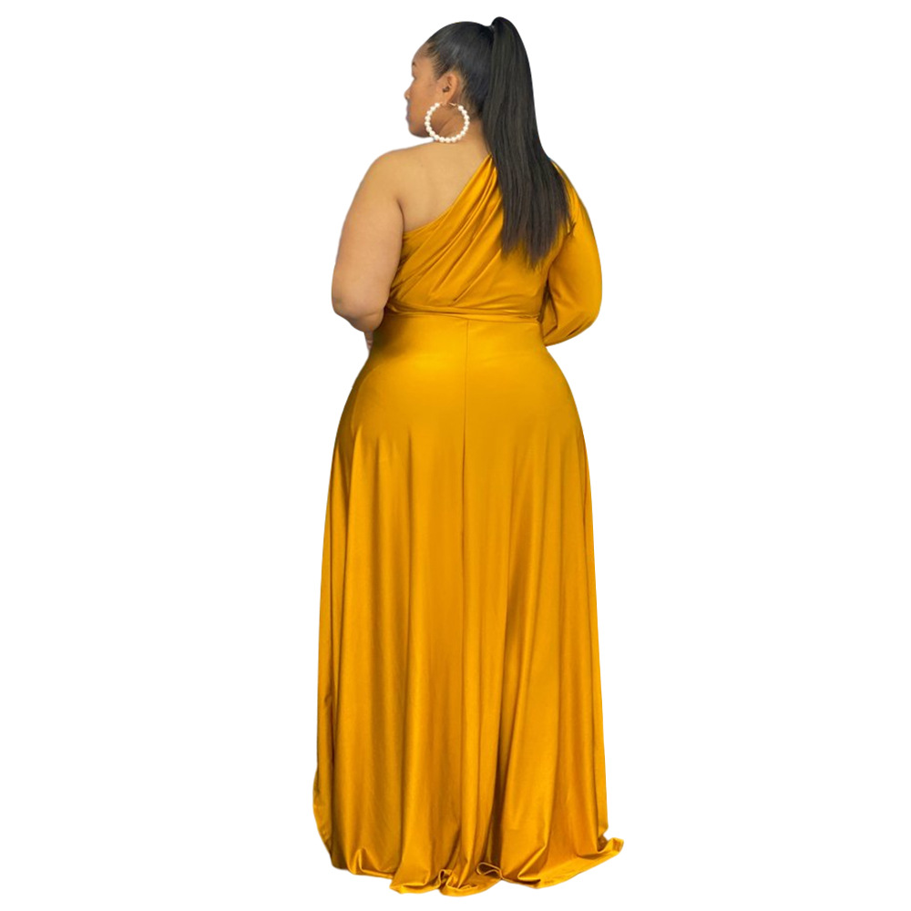 Long-Sleeved Irregular Plus Size Dress NSCYF74681