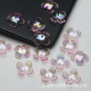 Acrylic electroplated four-petal flower lucky grass 16mm electroplated small flower DIY antique hairpin hair accessories bonsai material