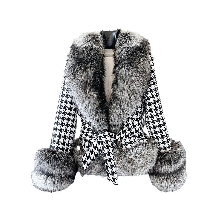 Women's Clothing Fur new young women's short style houndstooth collar sier fox fur_voghion.com