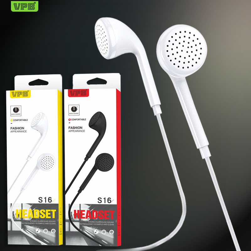 VPB original S16 bass in-ear universal mobile phone computer cheap flat wired game headset wholesale