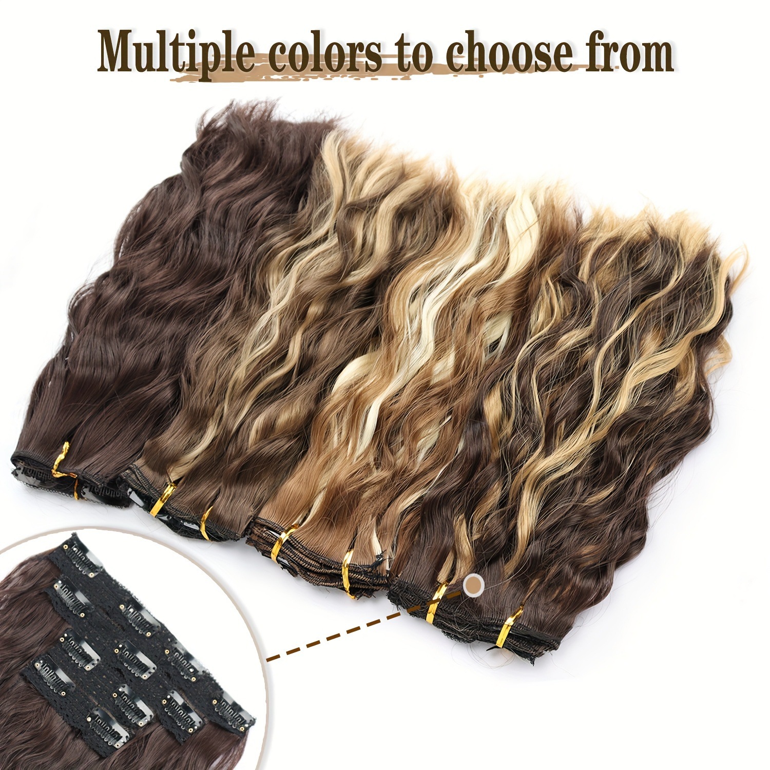 Comercio exterior transfronterizo 4 piezas de clip cabello ondulado peluca extensión de cabello corto ondulado al por mayor