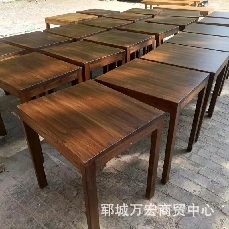 市井风老榆木餐桌全实木复古做旧休闲桌面馆酒馆茶楼餐饮八仙桌|undefined