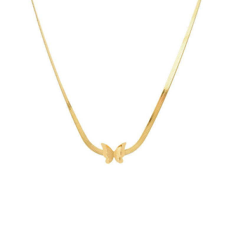 Temperamento de acero de titanio simple collar de cuchilla de mariposa mujer no desvanecer pulsera moda dorada accesorios de conjunto universal