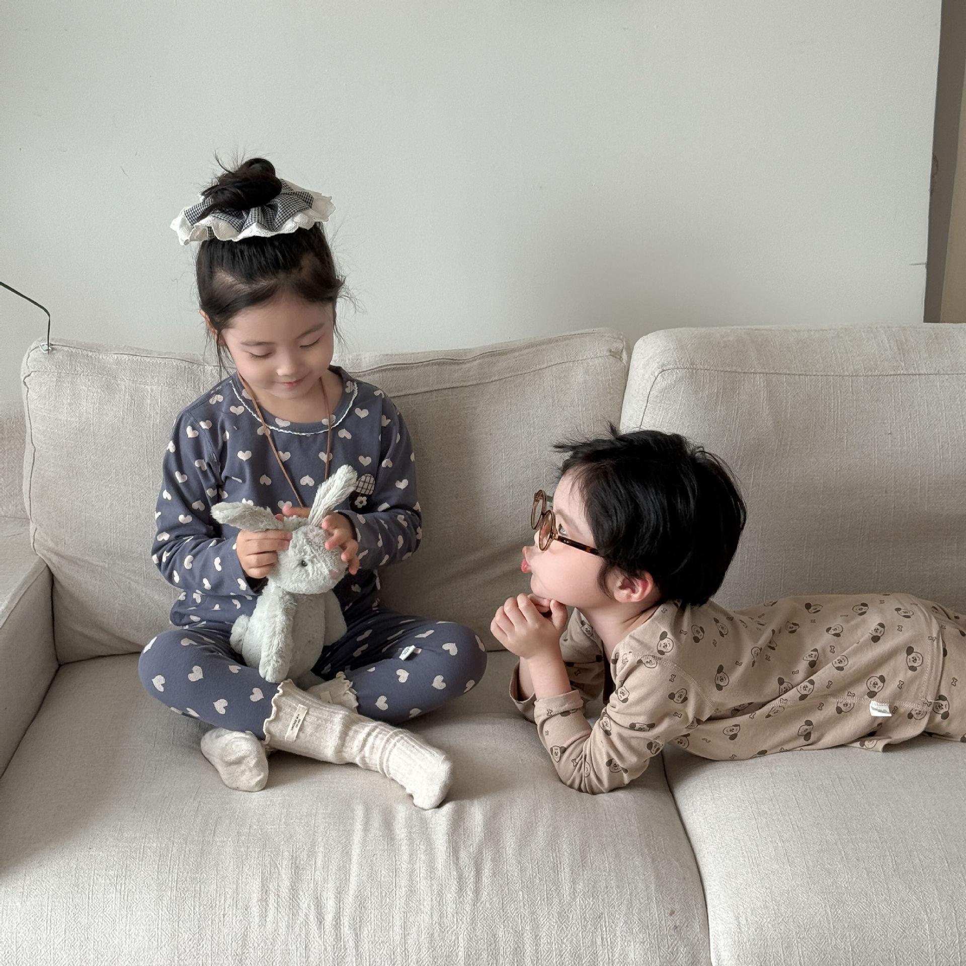 Autumn Class a Children's Pajamas Set Boys Girls Pure Cotton Underwear Set Lycra Cotton Homewear