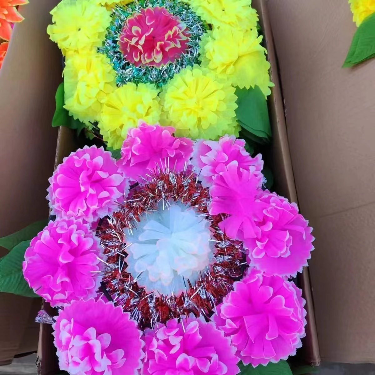 清明节批发上坟仿真手捧花 菊花束花链祭祀用品厂家丝布小花圈