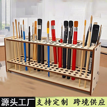 木质工艺品木制双层画笔收纳架办公桌面摆件高级感小众非遗工艺品