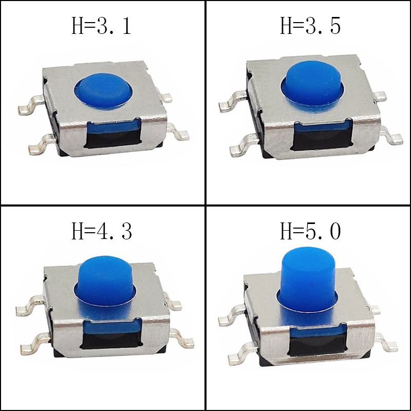 Supply of 6X6 Momentary Tactile Touch Switch Silicone Button with Blue Rubber Head, Light Touch Switch, Smd Type