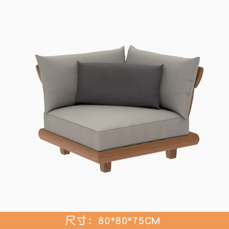 Sofá de teca al aire libre, patio, terraza, jardín de ocio, mesa de centro de ratán perezoso de madera maciza de alta gama, muebles combinados