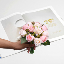 12头把束小玫瑰韩式婚庆新娘手捧花束多色玫瑰仿真花人造高仿绢花
