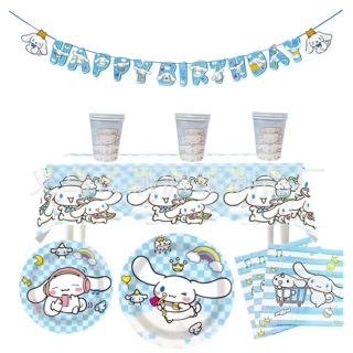 玉桂狗拉旗大耳狗儿童生日一次性桌布派对聚会卡通主题布置装饰