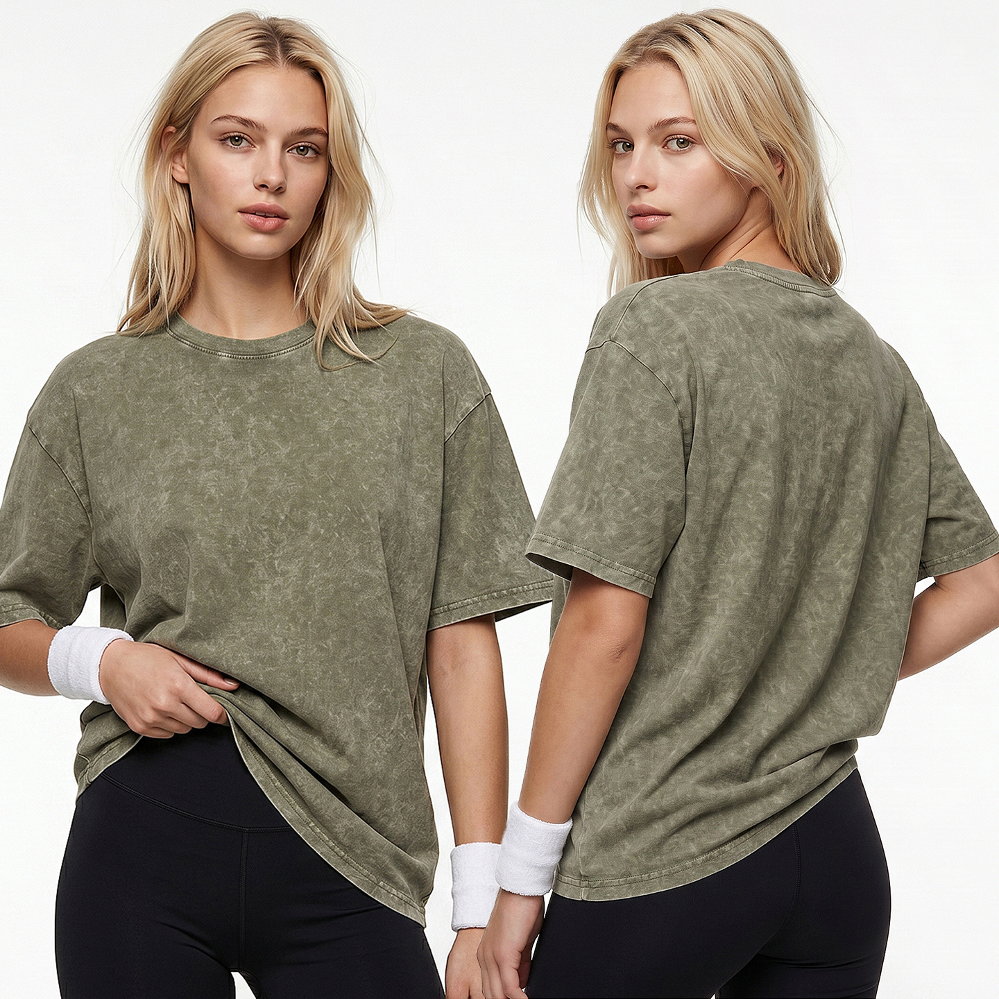 New European and American cross-border style 230g heavyweight batik washed round neck short-sleeved trendy distressed loose pure cotton T-shirt top