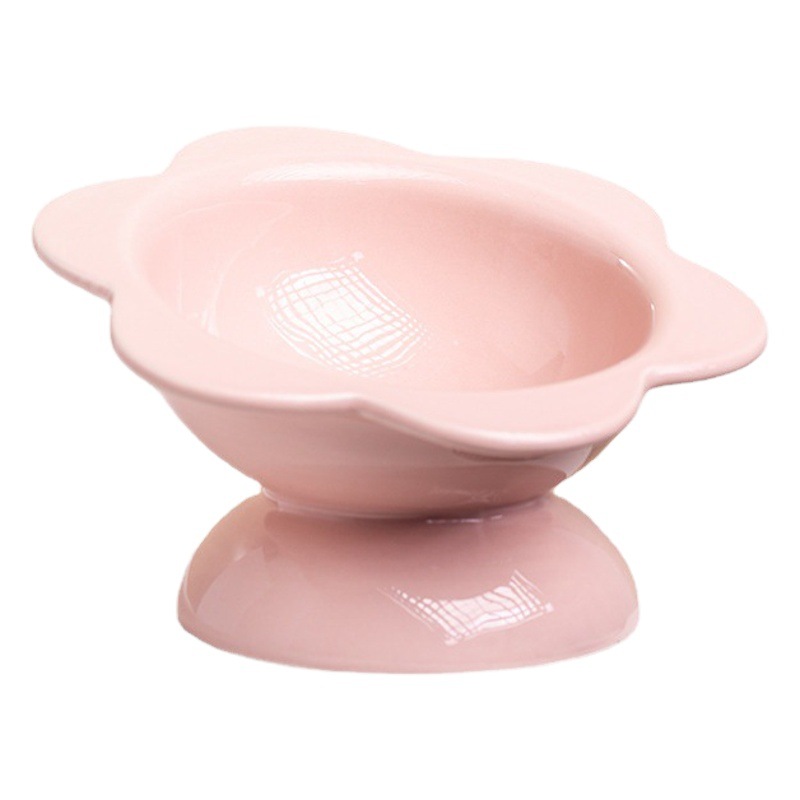 Comedero elevado de cerámica para gatos, antideslizante, protege la columna cervical, para que los gatos coman y beban, tazón de comida para mascotas con boca inclinada.