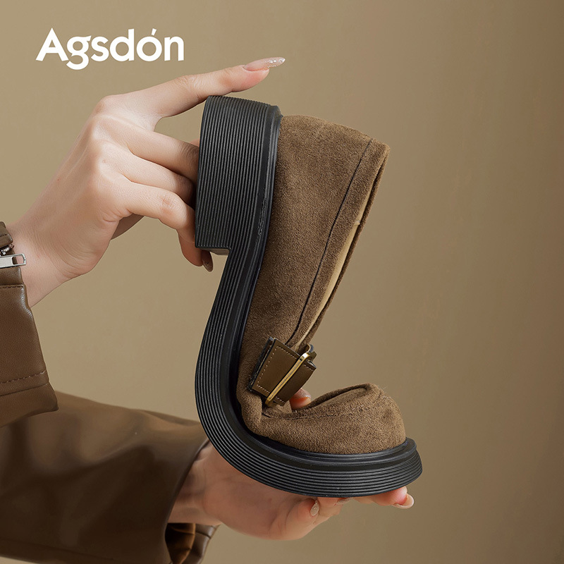 Zapatos de Lefour de fondo grueso para mujeres 2025, nuevos zapatos de cuero de invierno de otoño y invierno británicos con un solo zapato de viaje