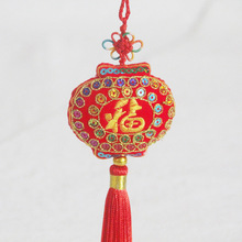 春节喜庆挂件 绒布红灯笼中国结挂件 端午节亮片香囊