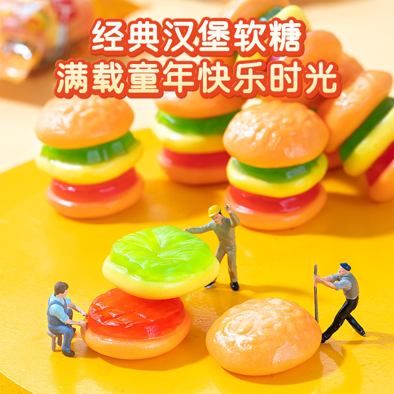 ドイツのトロリーバーガー型グミフルーツ味キャンディー、子供たちはグミキャンディーQQキャンディーロリポップが大好きです|undefined