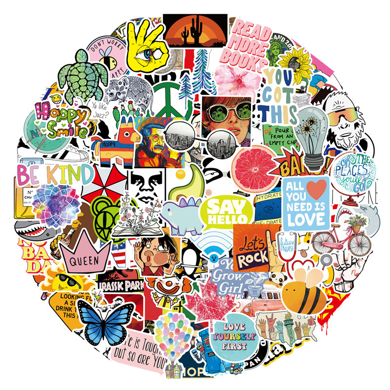 Sticker Pack City Style Graffiti — PVC Printed, 100 Unique Patterns, Assorted A–J Sets