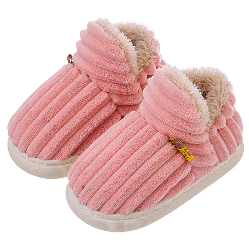Children's cotton slippers winter boys and babies pack heels 1-3 years old 2 warm indoor home children women's cotton shoes fur shoes