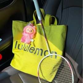 Lu露同款Double Handle字母帆布包女日常通勤包双手提单肩托特包